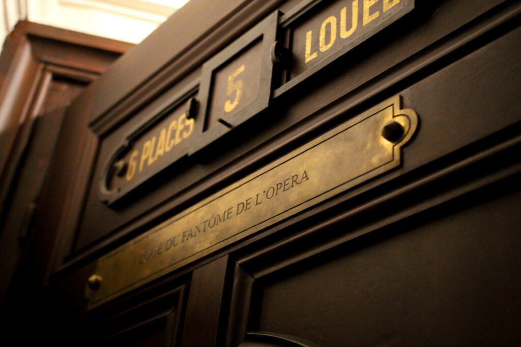 The door of the Phantom of the Opera's Box Five at the Palais Garnier. Photo by Everhart Creative.
