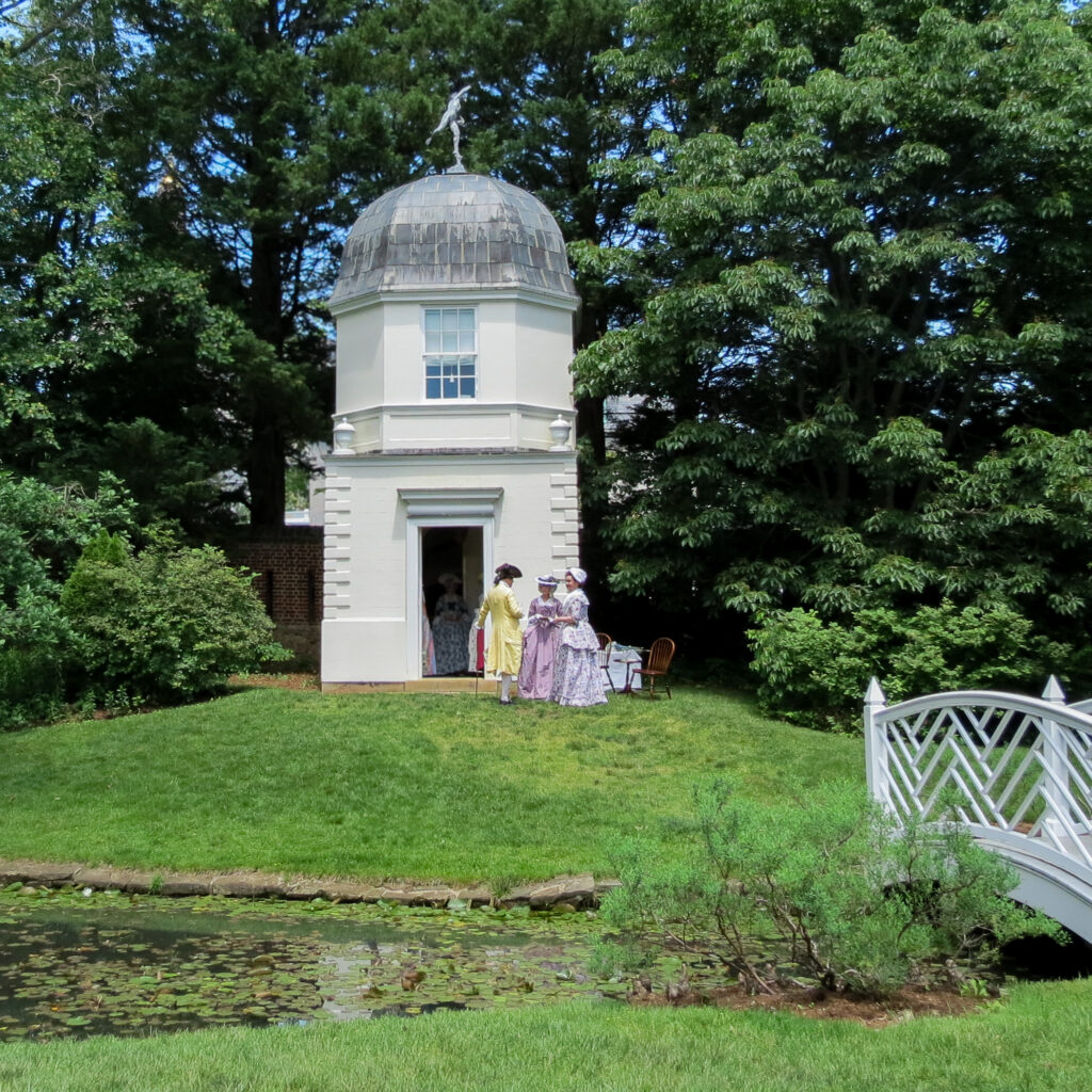 Paca's folly, complete with 18th-century costumed interpreters, in the William Paca Garden. 2025.
