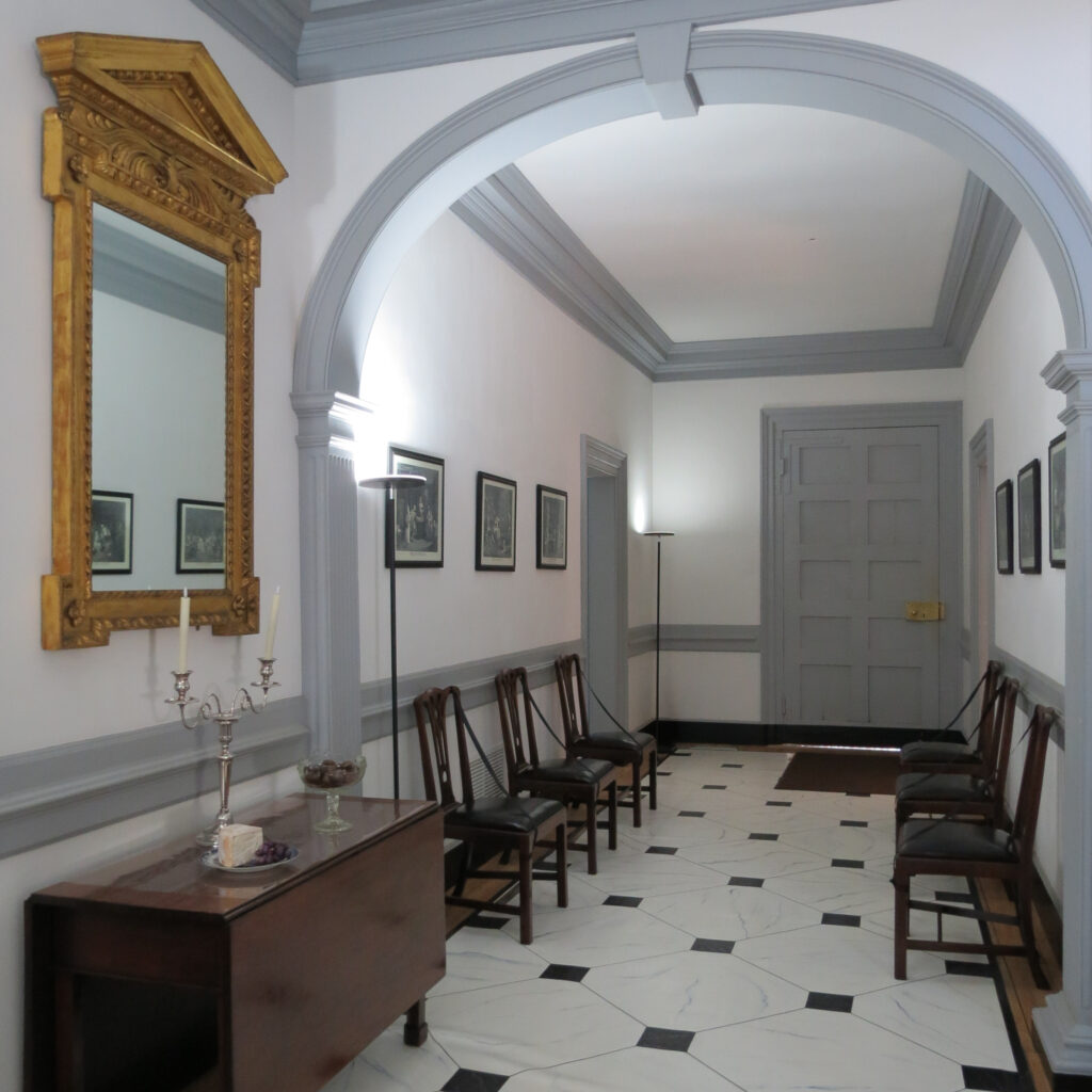 The central passage in William Paca's restored 1760 Annapolis home. 2025.
