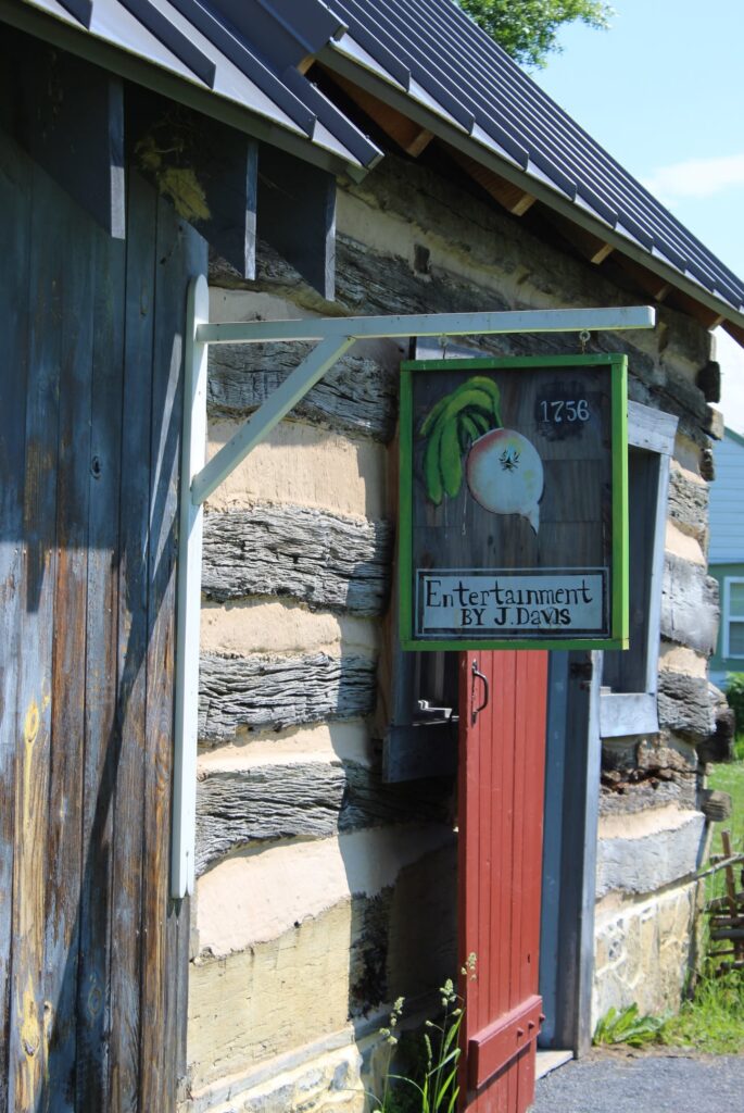 The tavern's sign, showing a fly on a turnip. 2021.