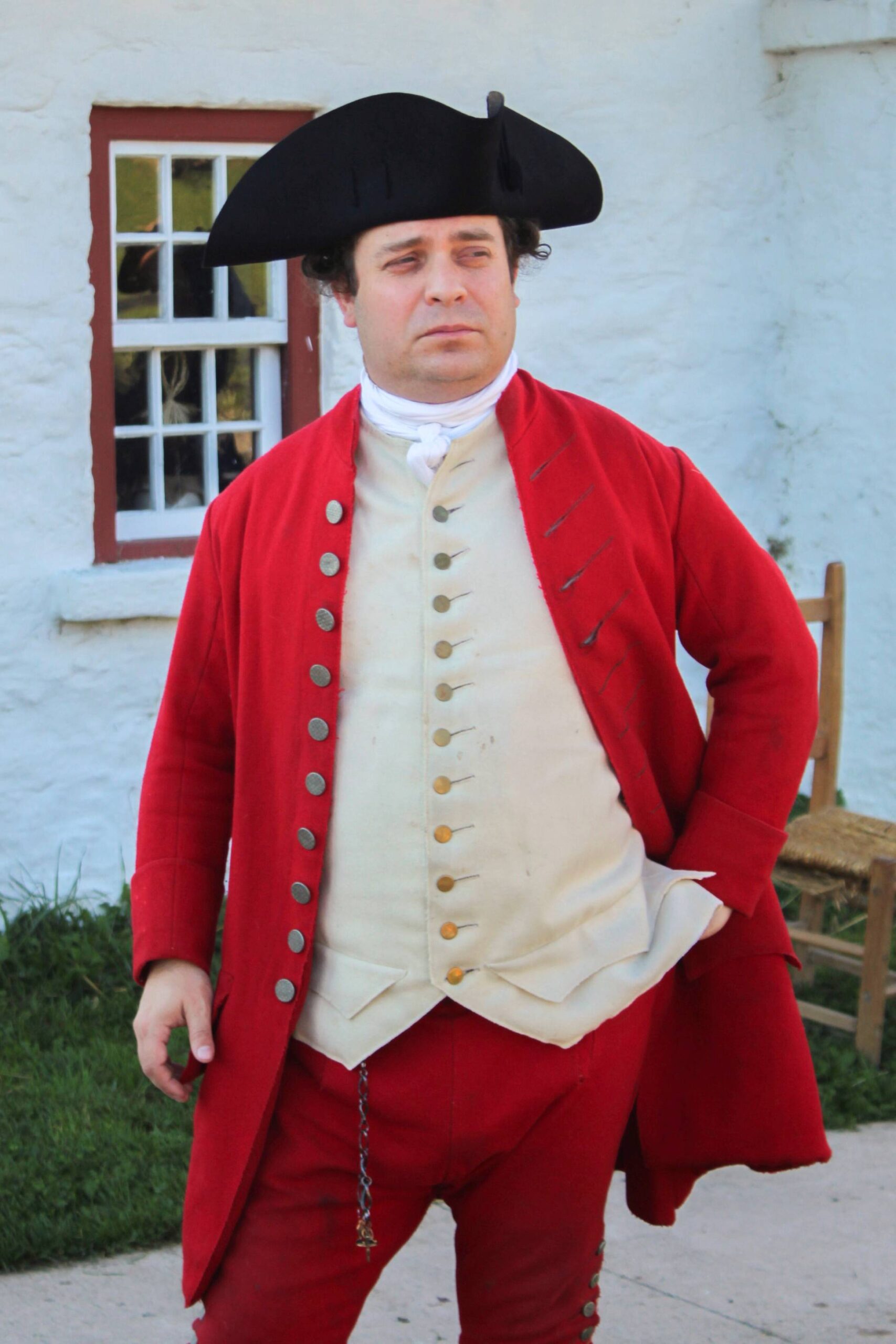 Living history portrait of an impression of an 18th-century British officer.