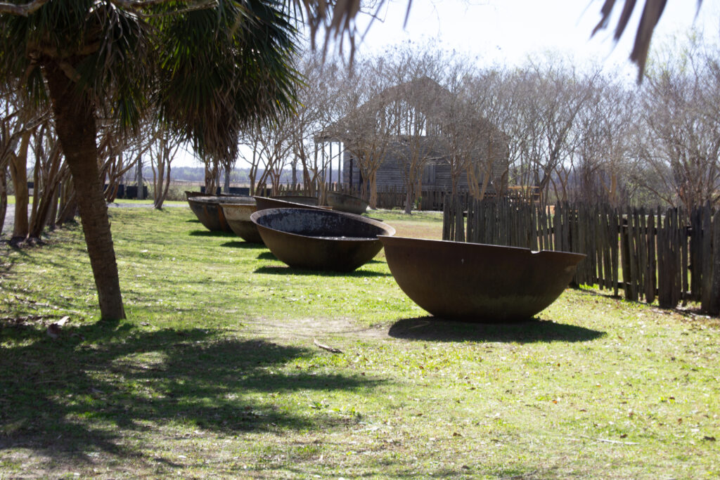 Cast iron sugar kettles at Whitney Plantation in Wallace, LA. 2026.