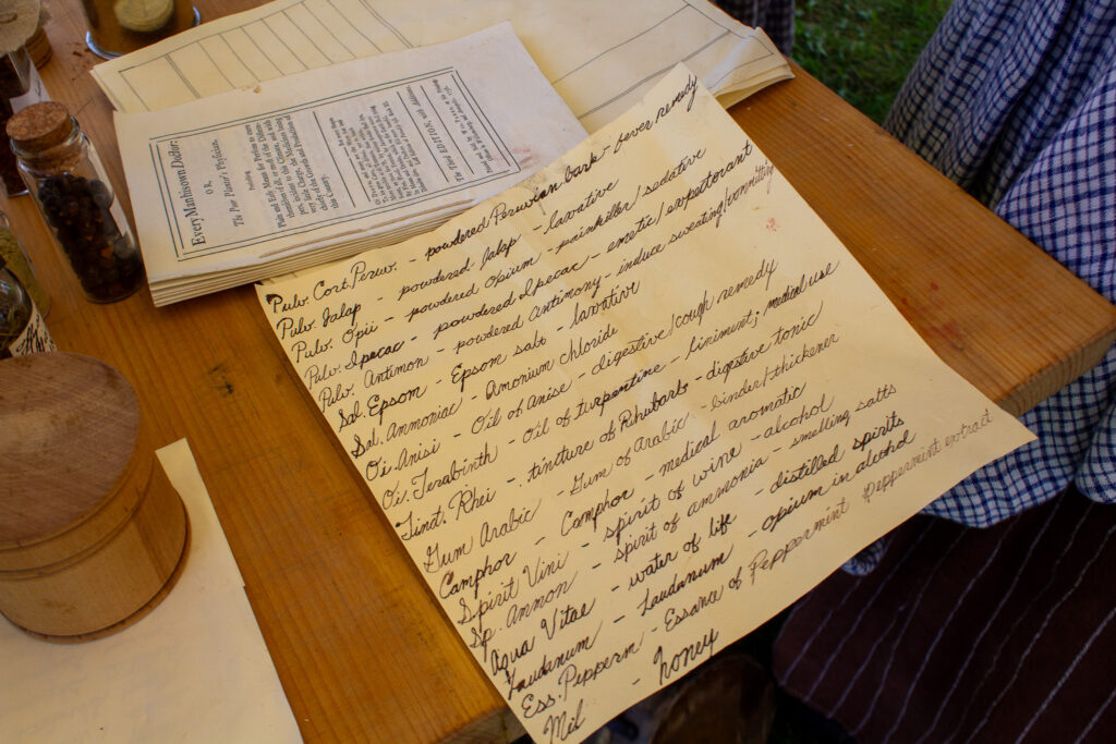 Medical reference at the flying hospital, Fort Ticonderoga, Ticonderoga, NY. 2026.