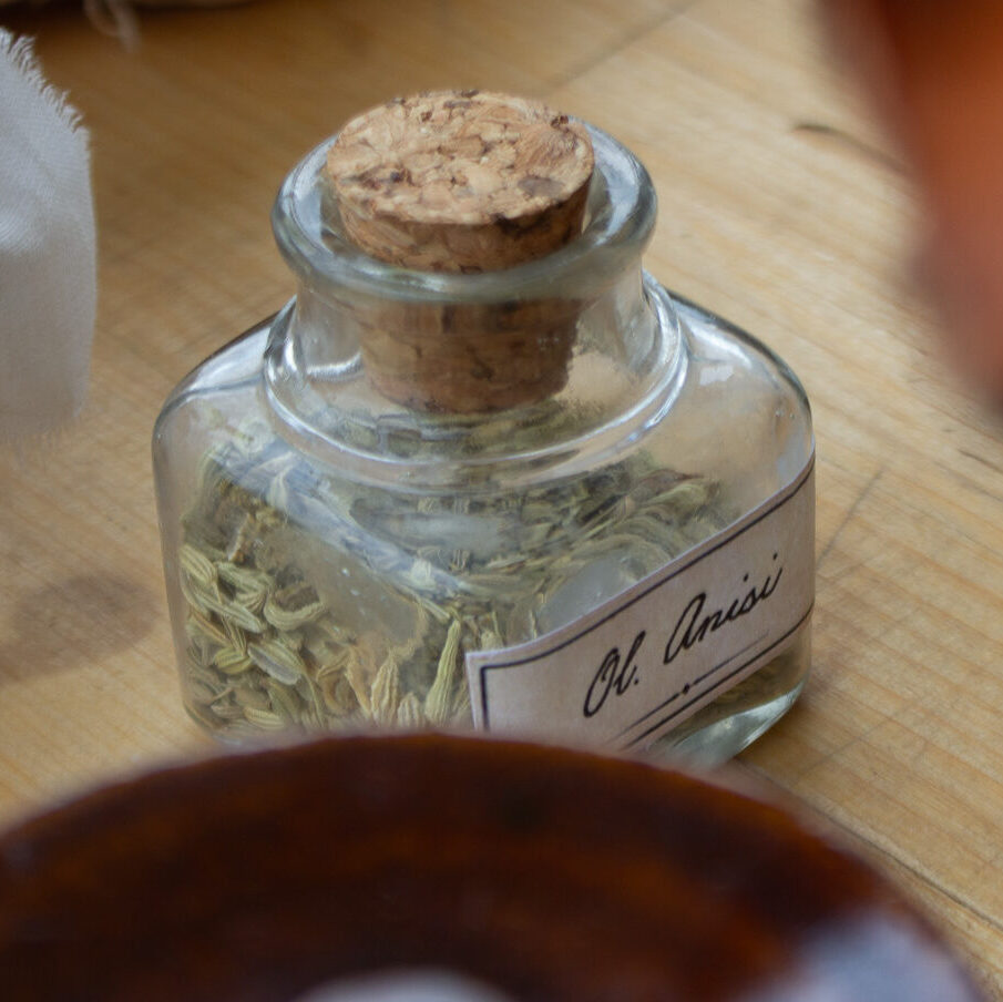 Bottled herbal ingredient at the flying hospital, Fort Ticonderoga, Ticonderoga, NY. 2026.