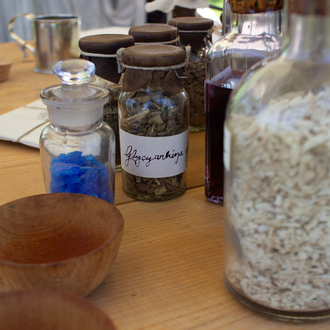 Bottled herbal ingredients at the flying hospital, Fort Ticonderoga, Ticonderoga, NY. 2026.