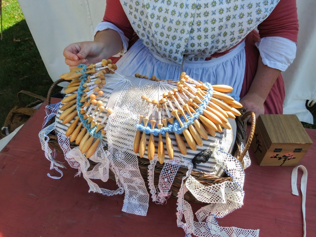 Display of bobbin lace work by Jane Of All Trades at Bidwell House Museum, Monterey, Massachusetts. 2025.